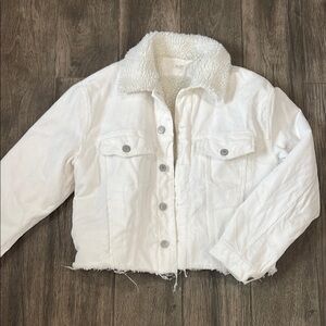 John Galt Brandy Melville Cream Sherpa-Lined Raw edge Jacket